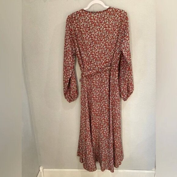 PrettyGarden Wrap Dress XL NWT Maxi Boho Cottagecore Floral Shabby Chic Wrap - Picture 3 of 9